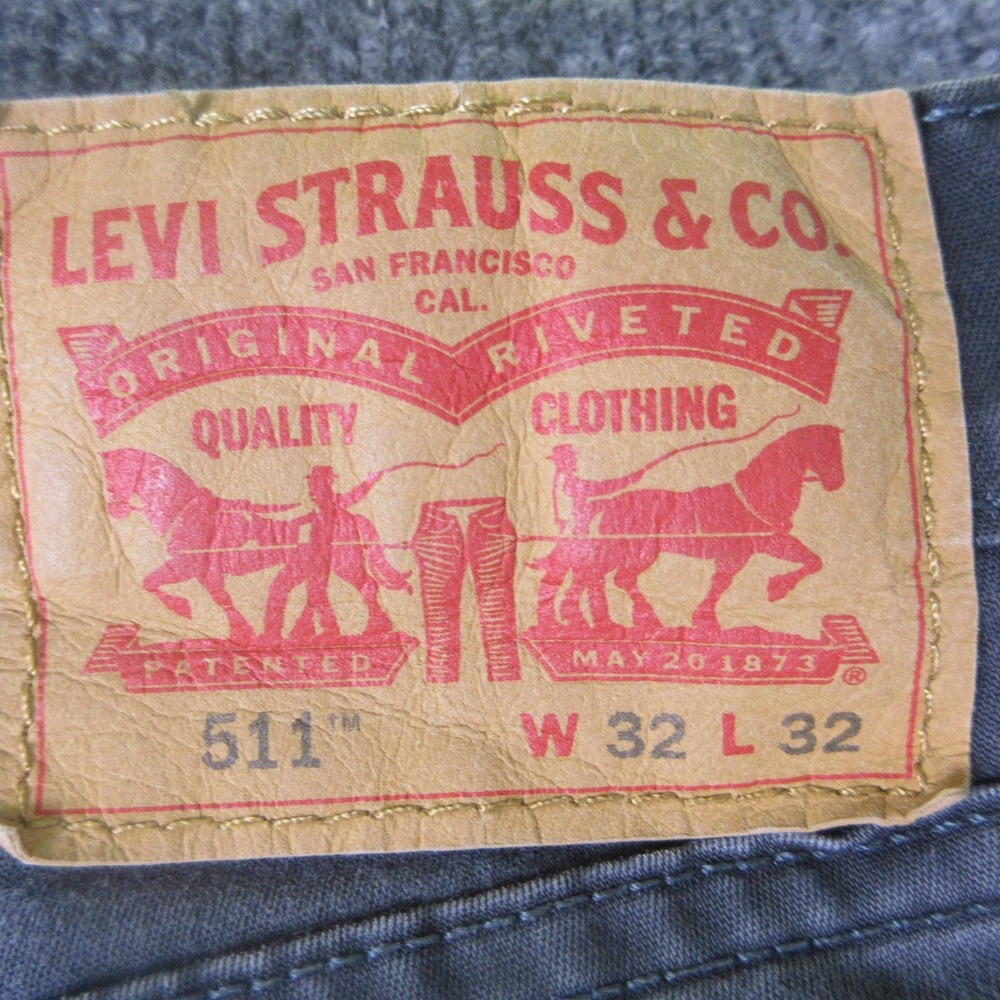 Levis 511 Jeans Mens 32x30 Gray Slim Fit Straight Leg Denim Charcoal Wash Cotton - Picture 4 of 9